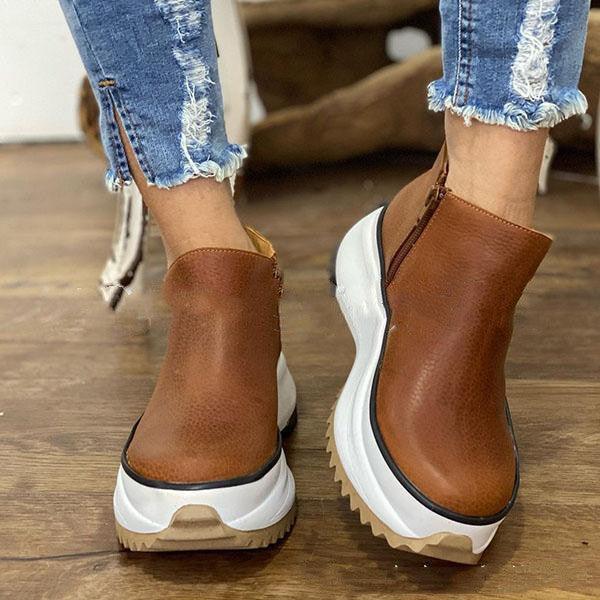 Buty na grubej podeszwie z bocznymi zamkami na jesień i zimę - wygodne i modne buty