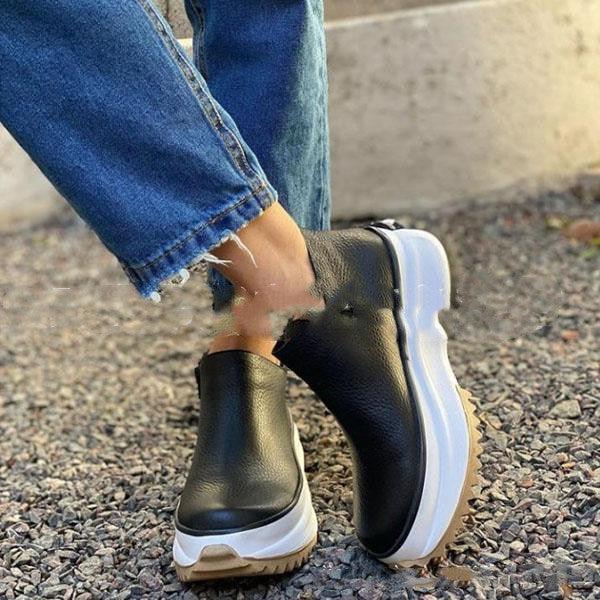 Buty na grubej podeszwie z bocznymi zamkami na jesień i zimę - wygodne i modne buty