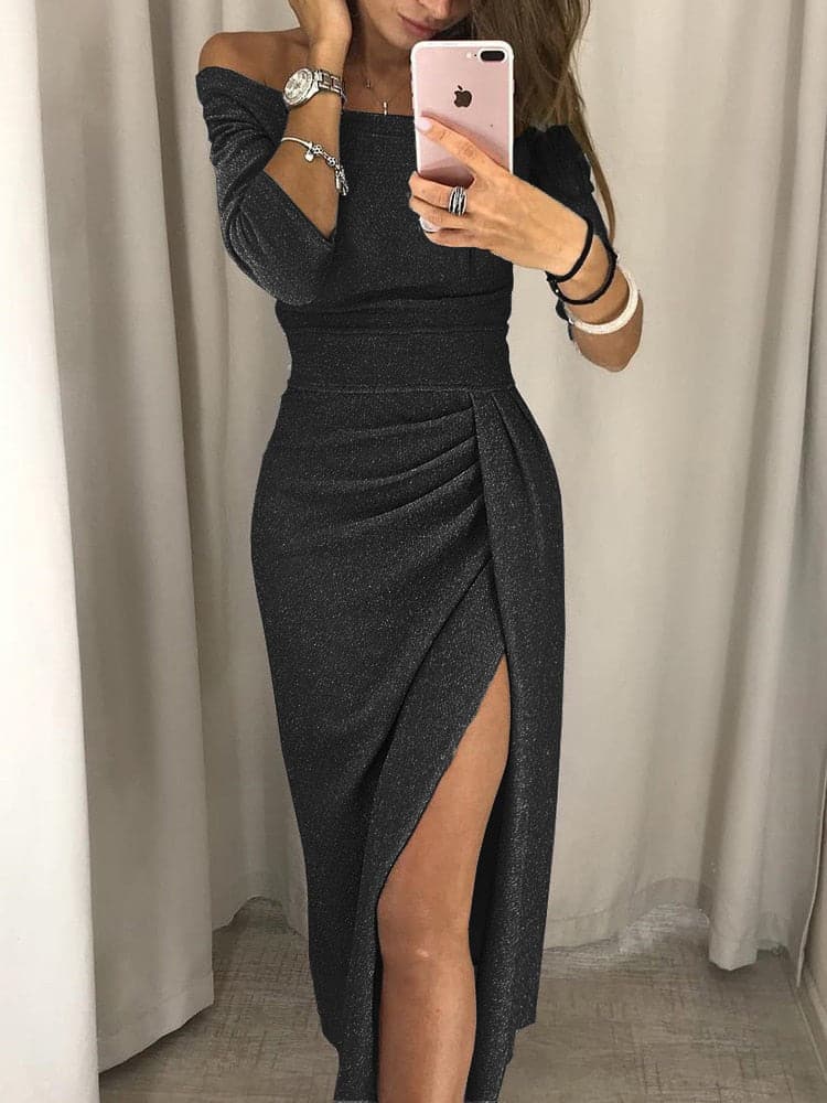 Anne - Elegancka designerska sukienka z rozcięciem z boku