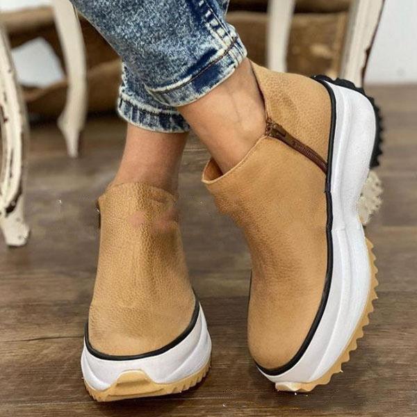 Buty na grubej podeszwie z bocznymi zamkami na jesień i zimę - wygodne i modne buty
