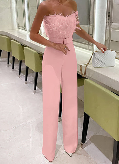 Arika | Tuta elegante con top di piume