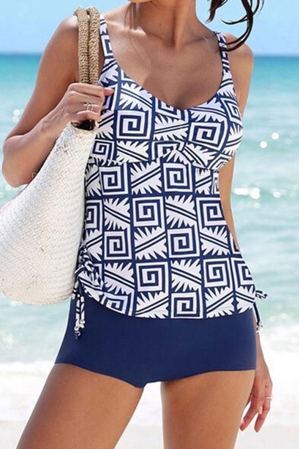 Niebieskie tankini z nadrukiem