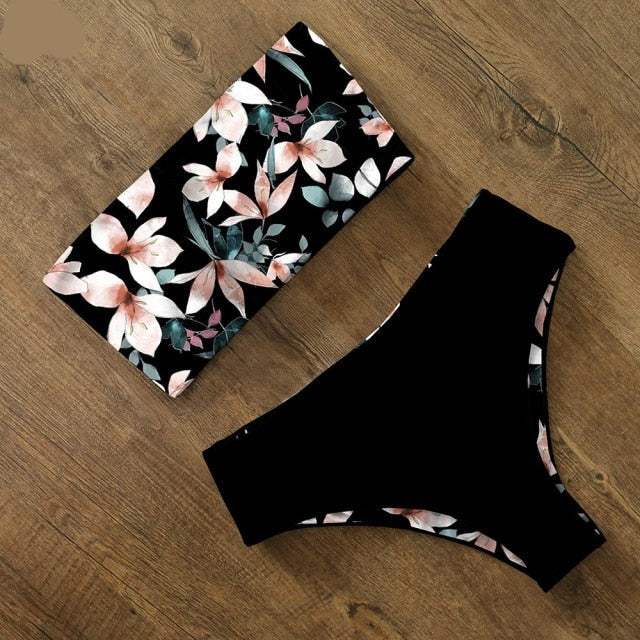 AquaLivv - Bikini bandeau z wysokim stanem
