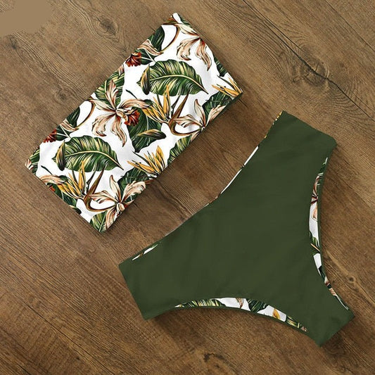 AquaLivv - Bikini bandeau z wysokim stanem