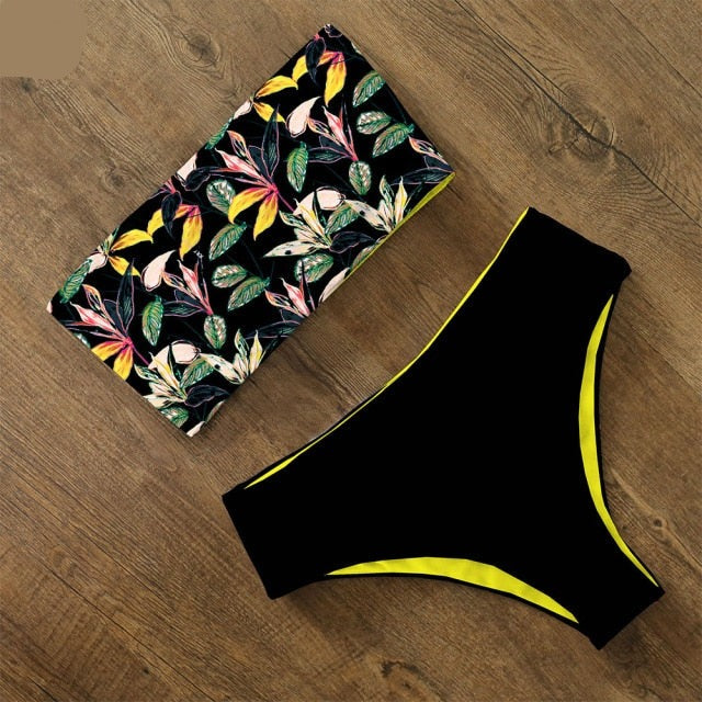 AquaLivv - Bikini bandeau z wysokim stanem