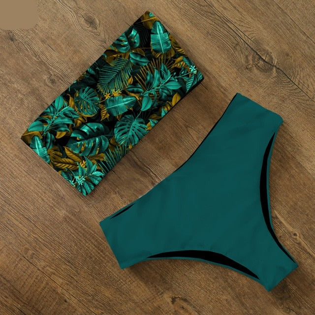 AquaLivv - Bikini bandeau z wysokim stanem
